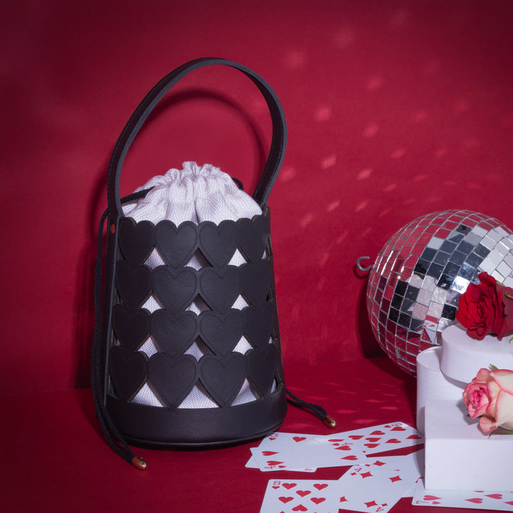 Black Love Lattice Bucket Bag - Suave Bags Black