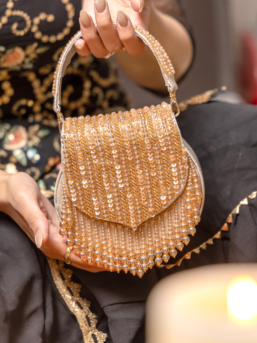 Sutra Pearl handbag - Rose gold - Suave Bags