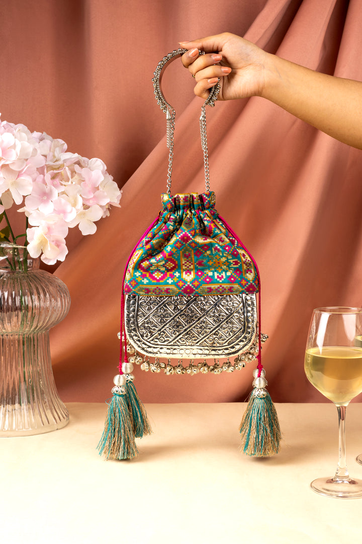 Teal Patola Bliss Bag - Suave Bags