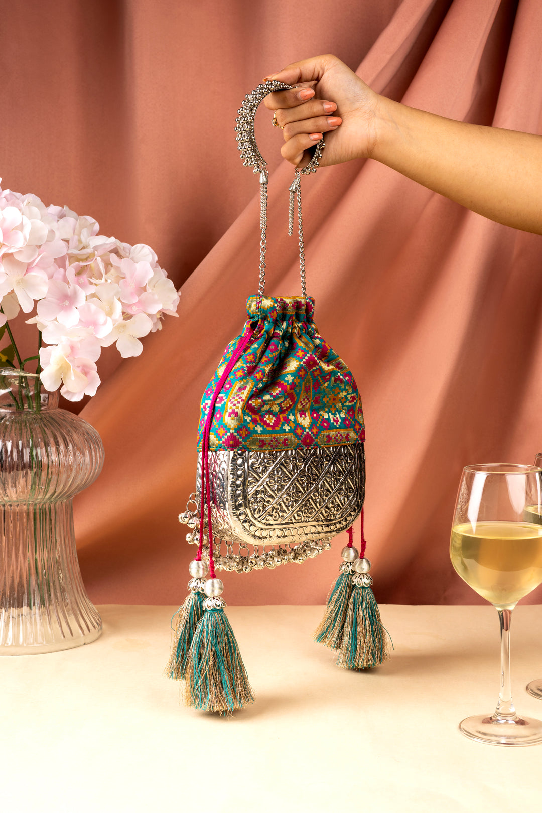 Teal Patola Bliss Bag - Suave Bags