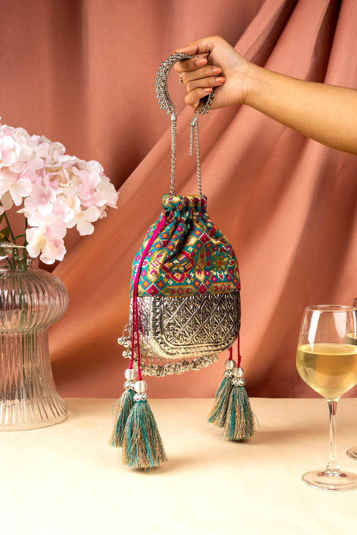 Teal Patola Bliss Bag - Suave Bags