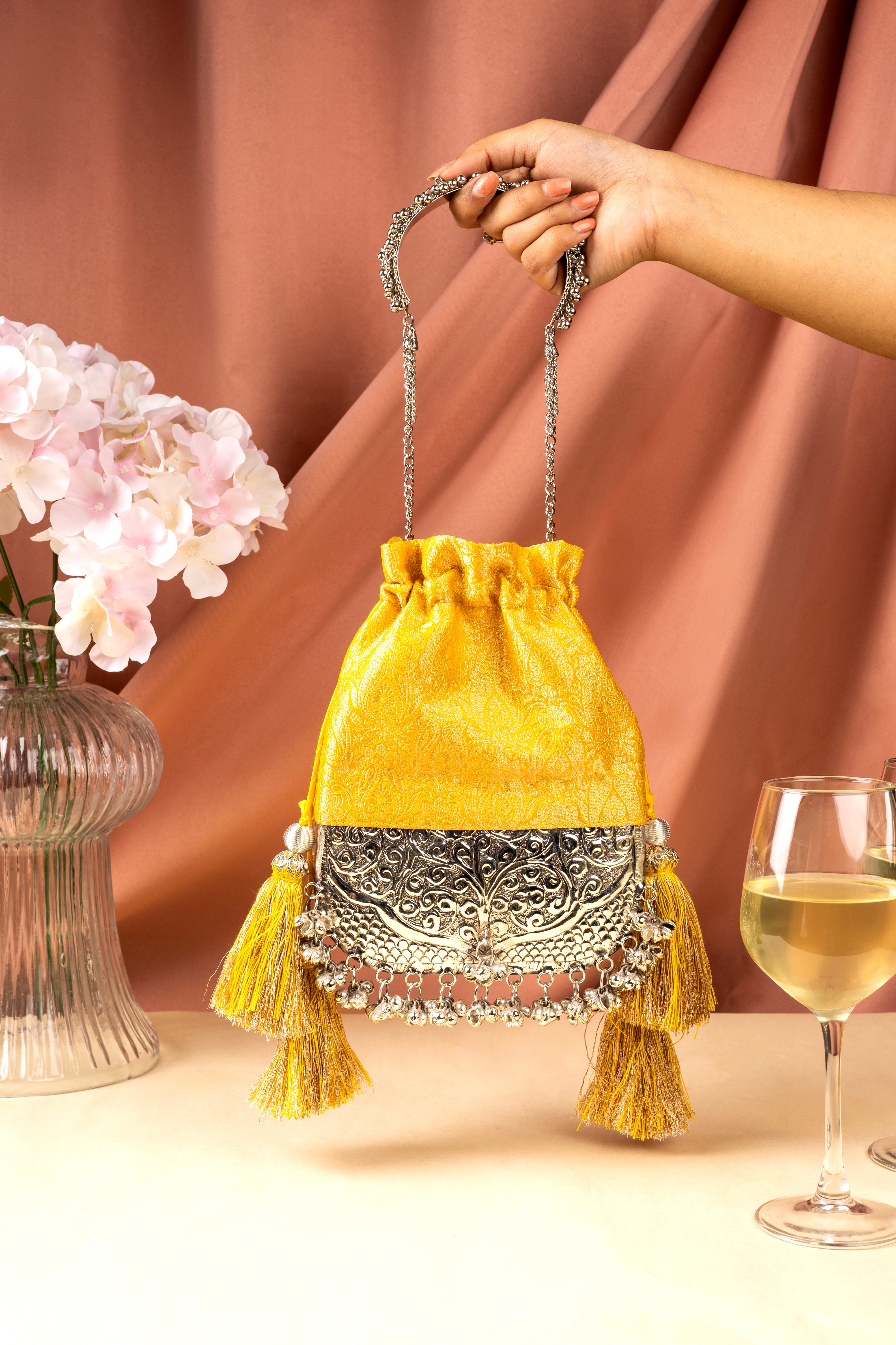Yellow Brocade Bliss Bag - Suave Bags  #