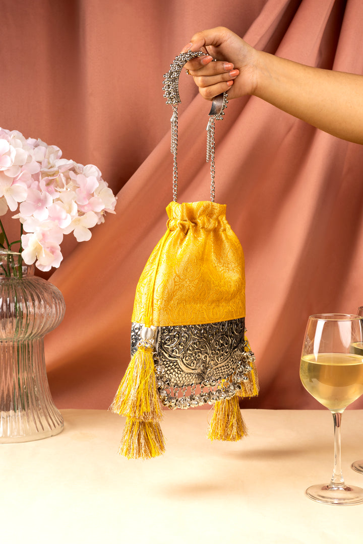 Yellow Brocade Bliss Bag - Suave Bags