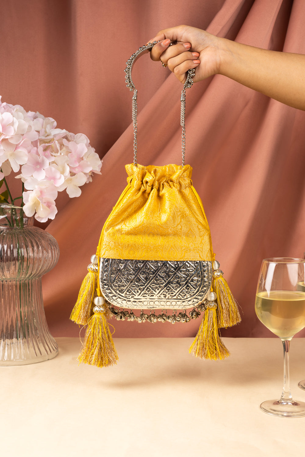 Yellow Brocade Bliss Bag - Suave Bags
