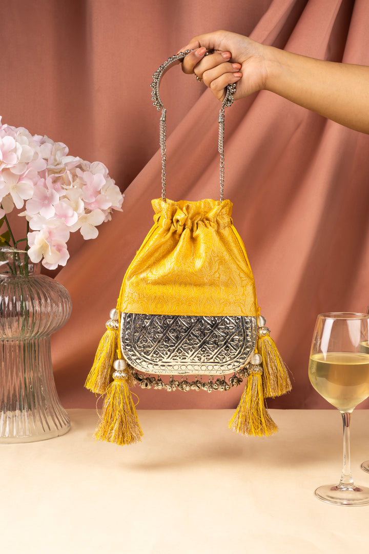 Yellow Brocade Bliss Bag - Suave Bags
