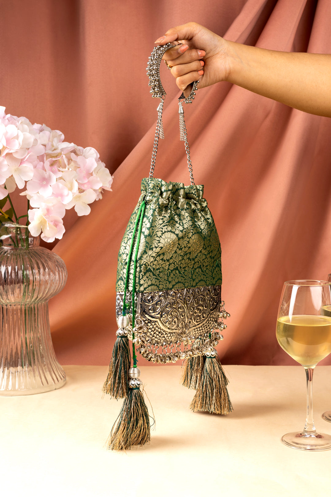 Green Brocade Bliss Bag - Suave Bags