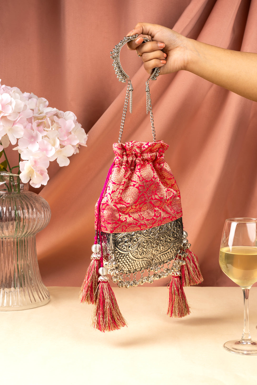 Pink Brocade Bliss Bag - Suave Bags