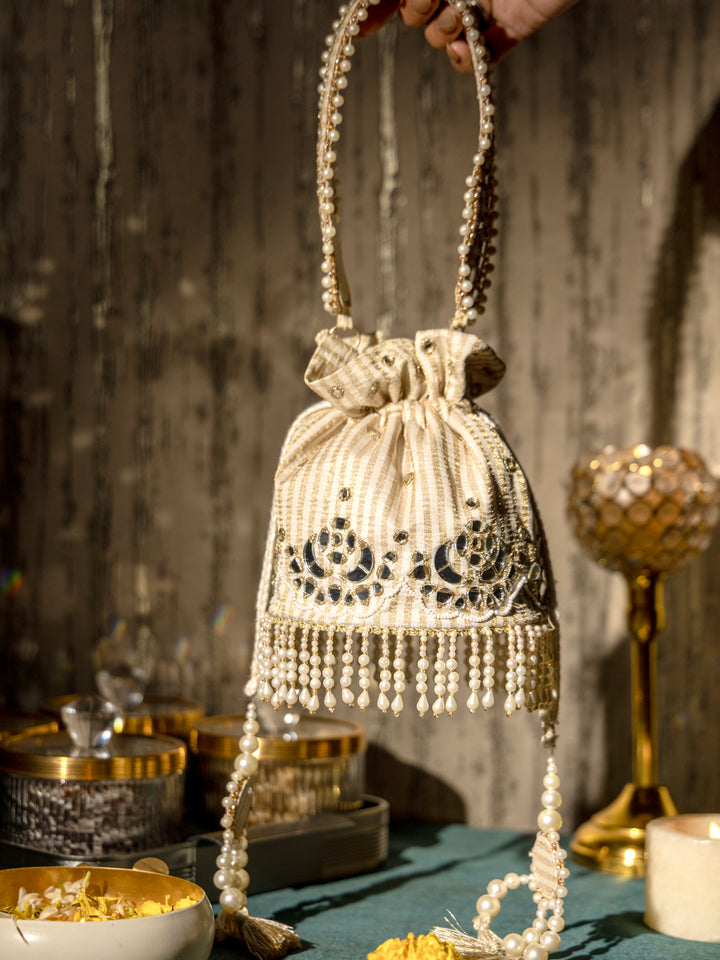 Aaina potli Bag - Off white - Suave Bags