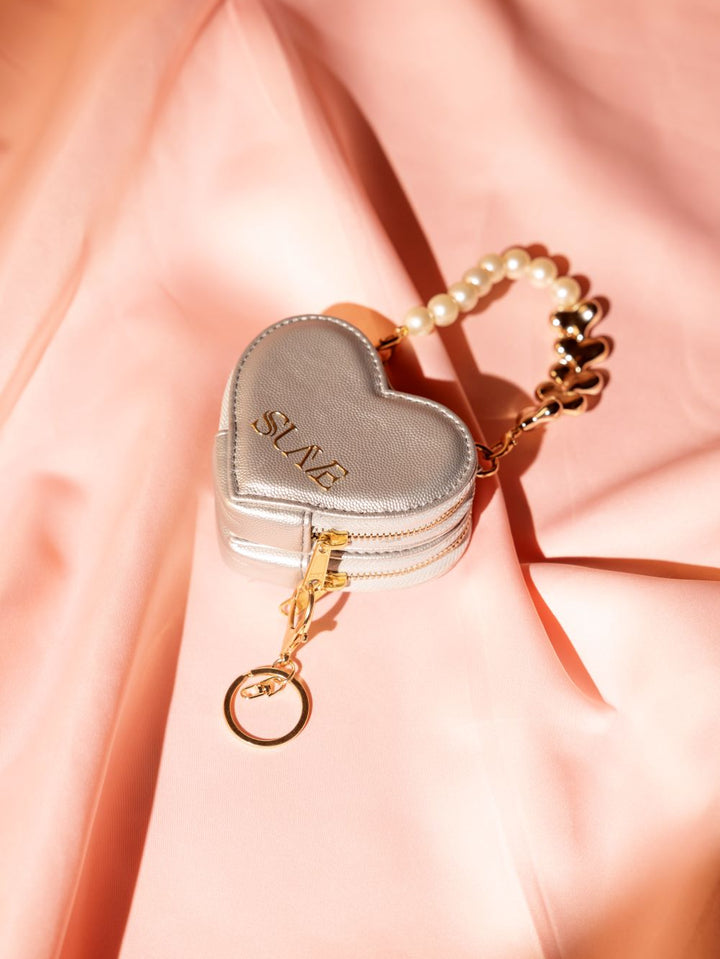 Silver Love Lock Mini Heart Bag