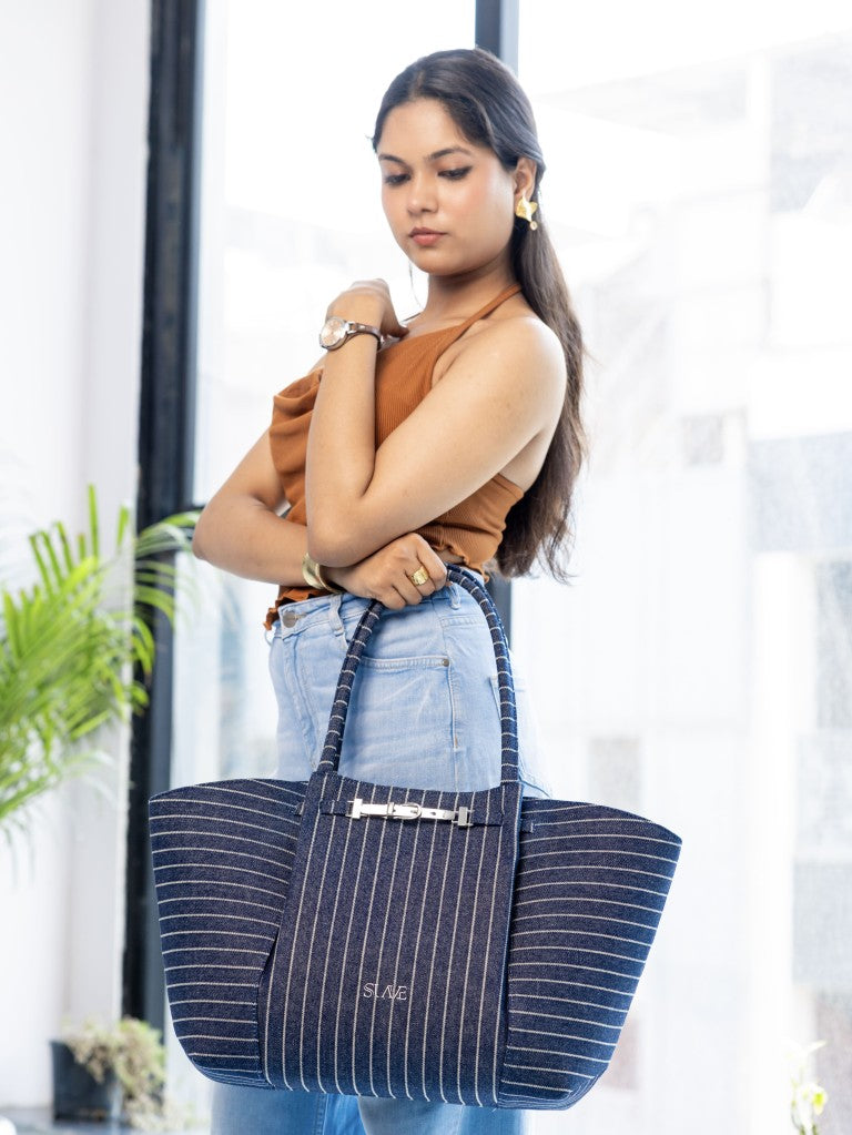 Navy Harper Denim Tote