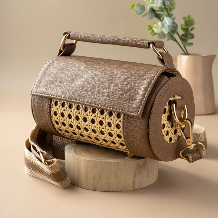 Tan Meadow Roller Clutch - Suave Bags