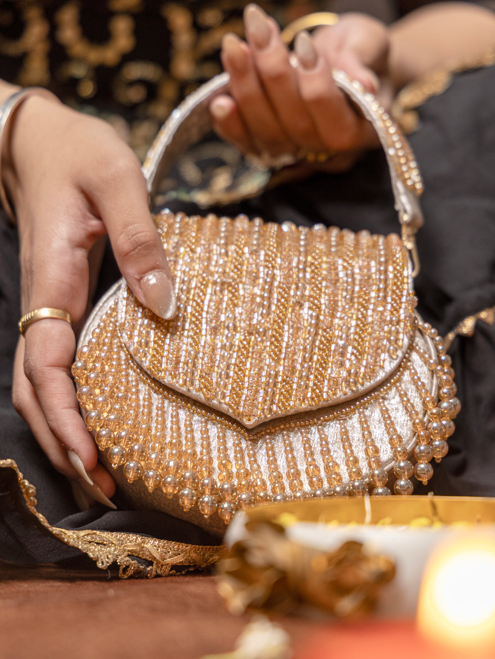 Sutra Pearl handbag - Rose gold - Suave Bags