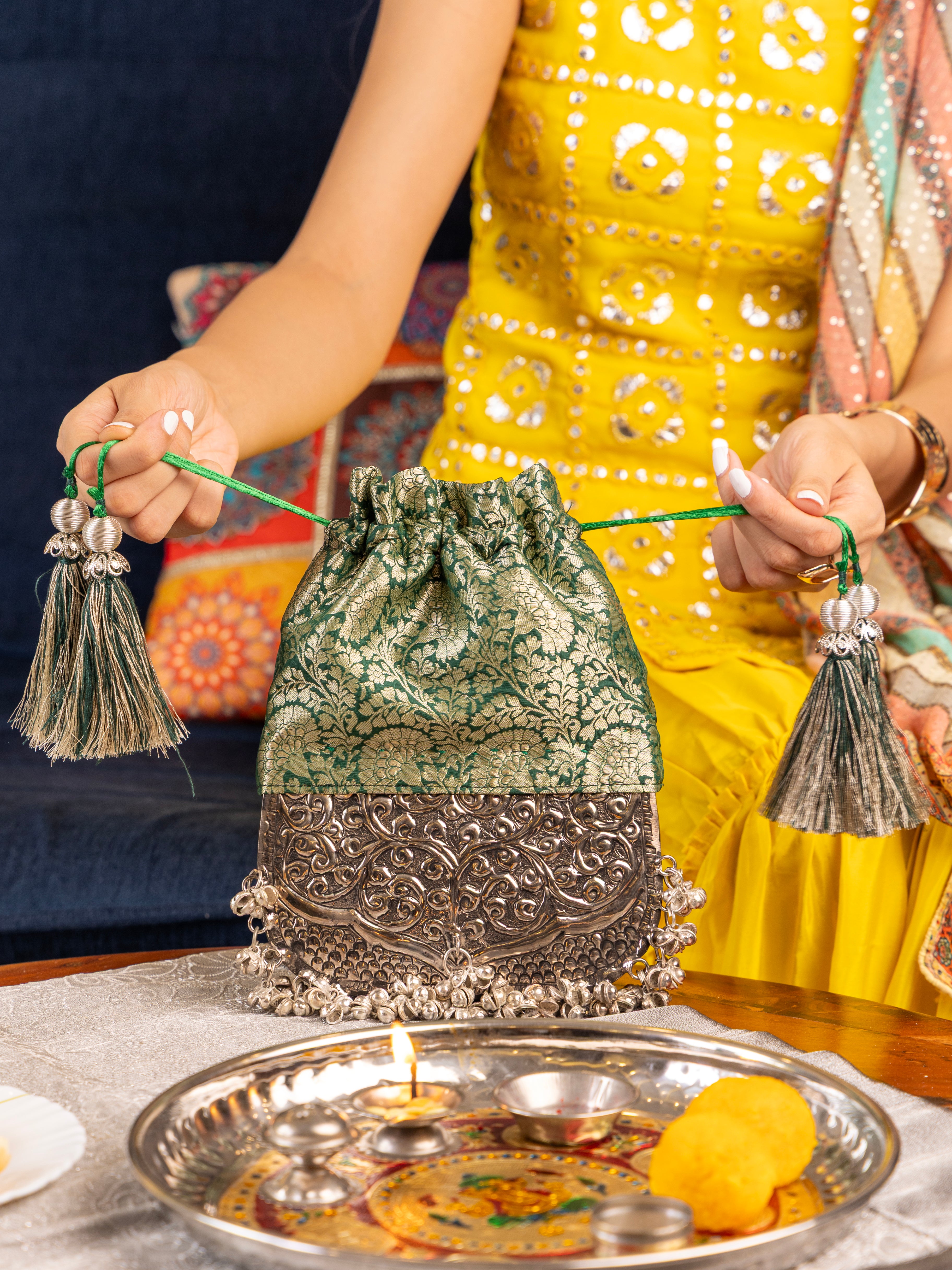 Green Brocade Bliss Bag - Suave Bags  #