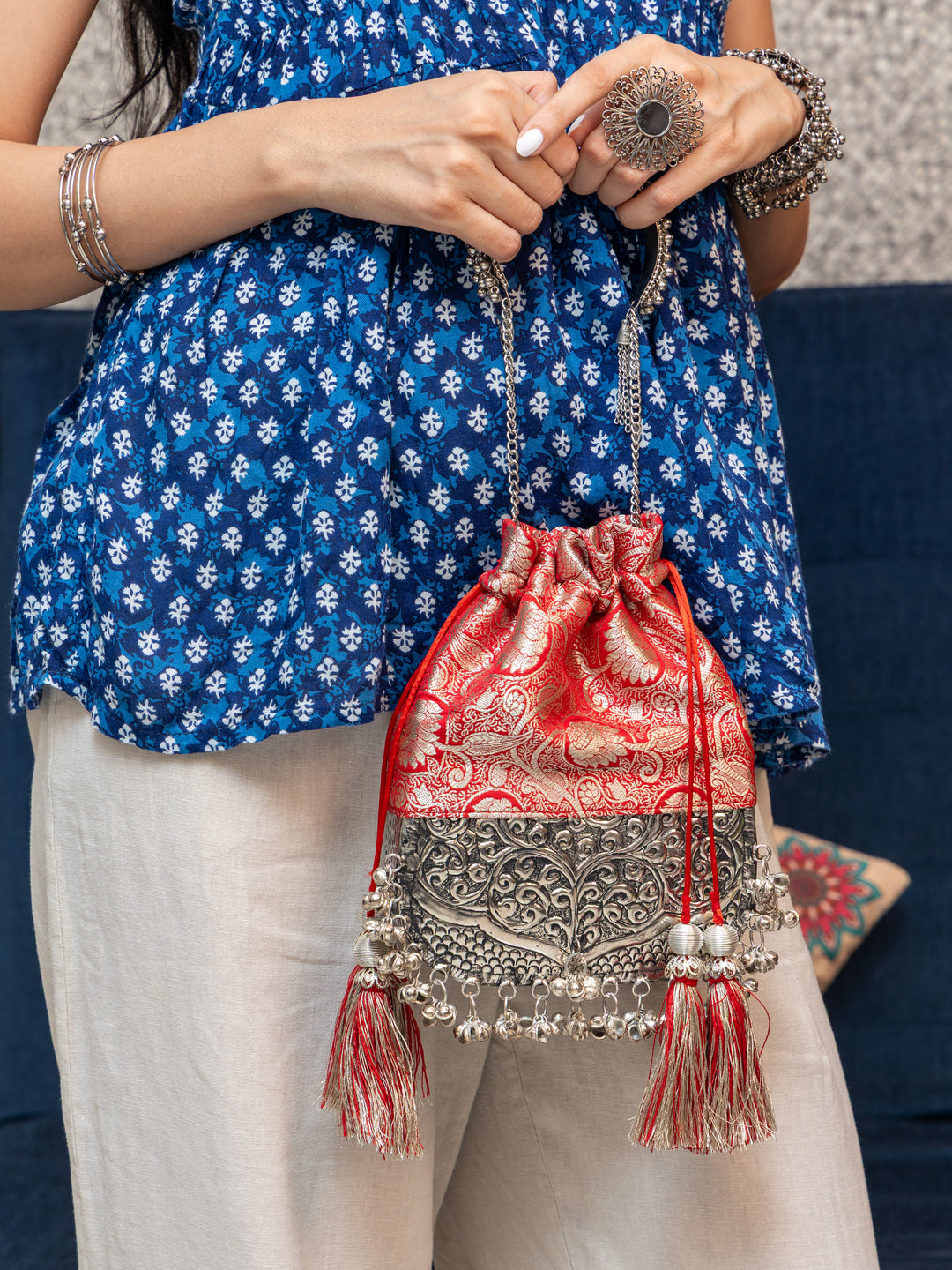 Red Brocade Bliss Bag - Suave Bags