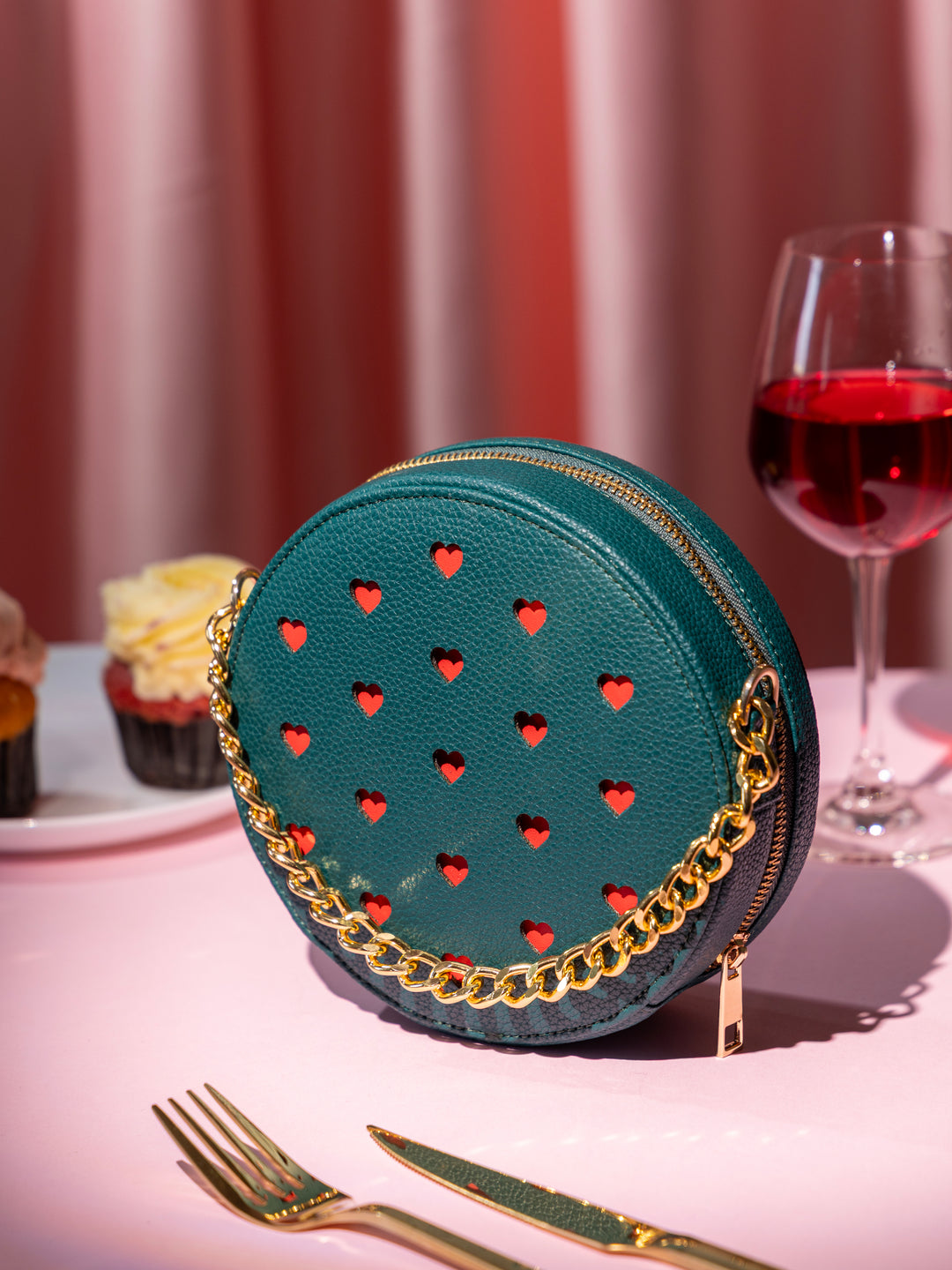 Bottle Green Love Pop Circle sling bag