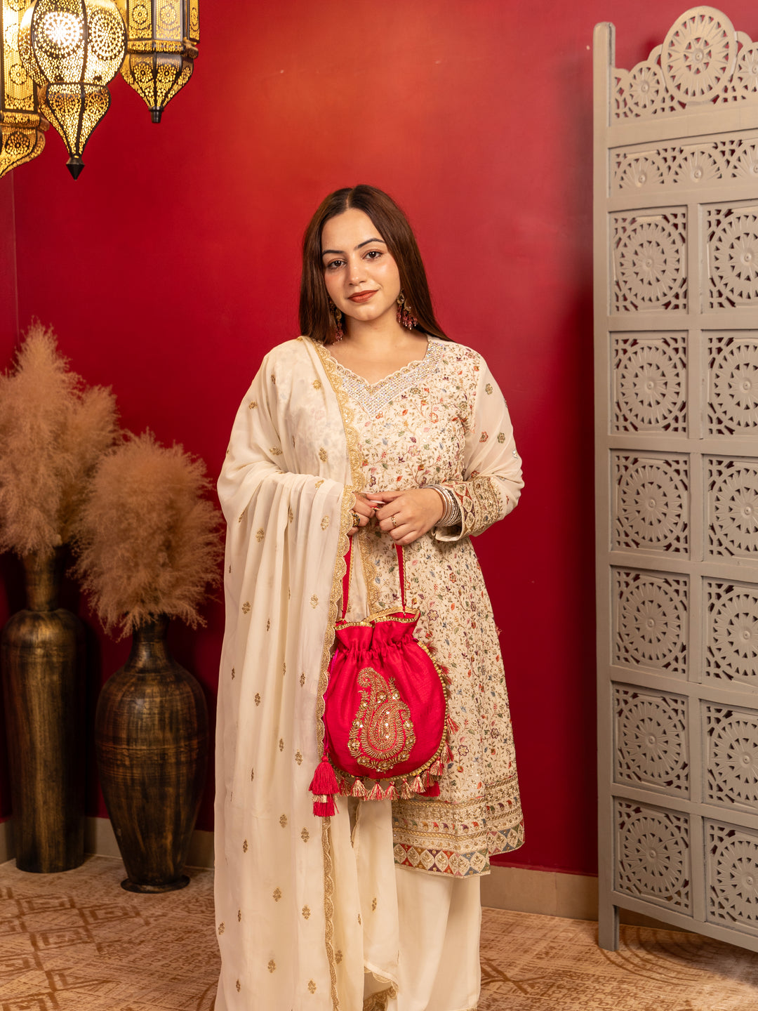 Gulzaar potli bag - Rani pink - Suave Bags