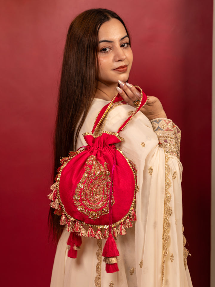 Gulzaar potli bag - Rani pink - Suave Bags