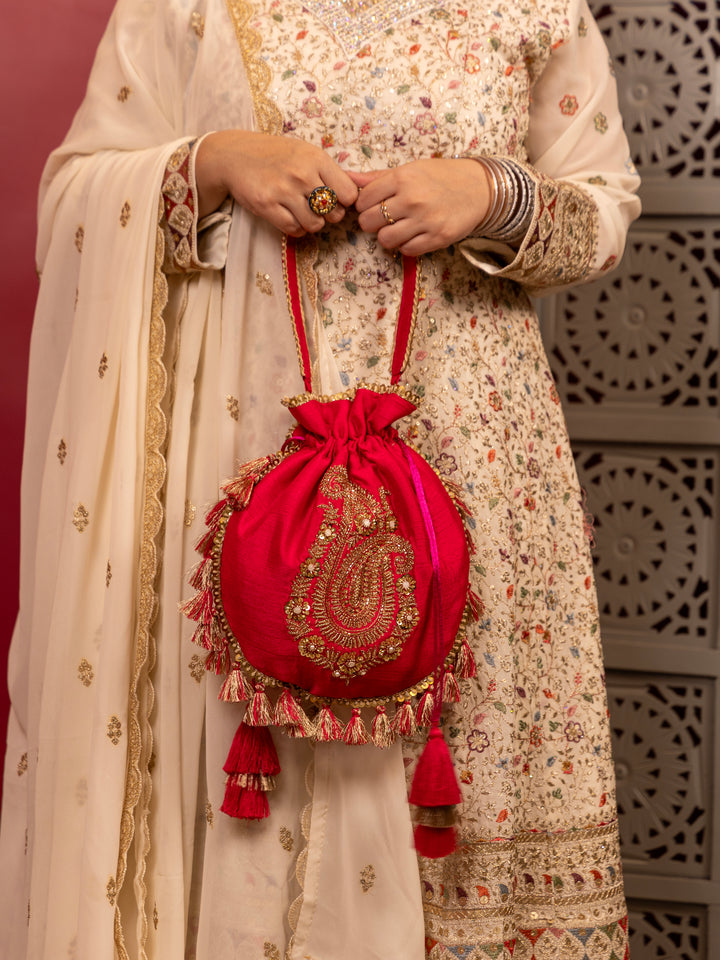 Gulzaar potli bag - Rani pink - Suave Bags