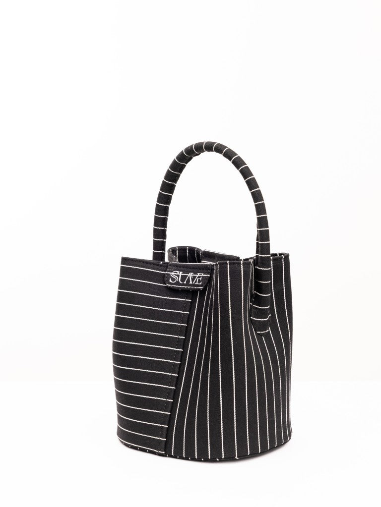 The Soho Denim Bucket Bag – Pinstripe Denim Edition