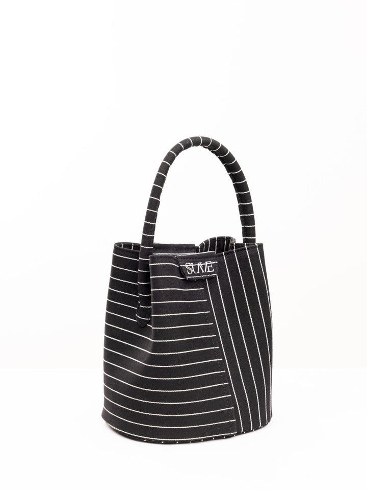 The Soho Denim Bucket Bag – Pinstripe Denim Edition