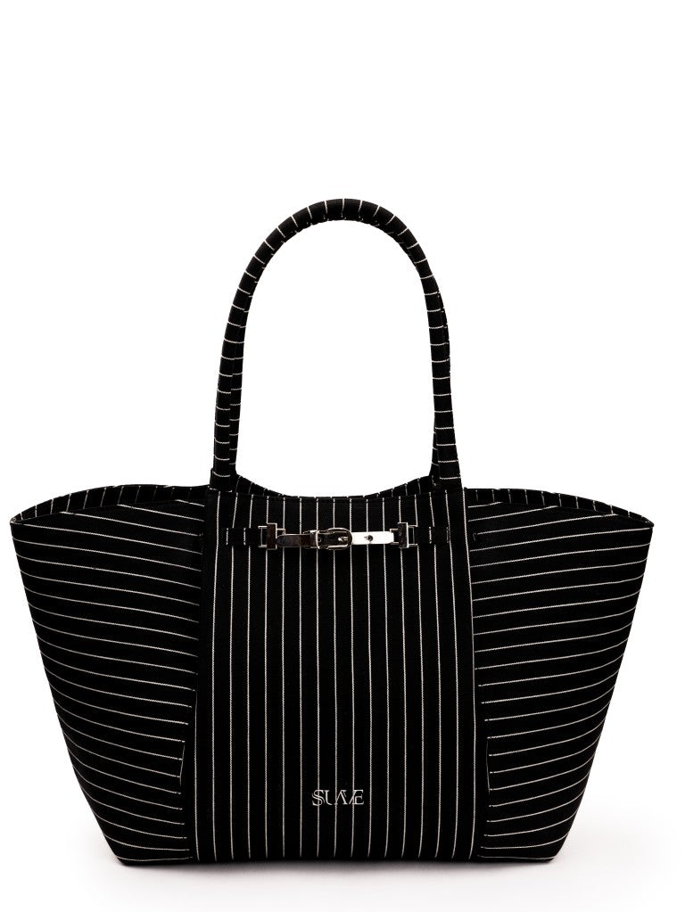 The Harper Denim Tote – Pinstripe Denim Edition