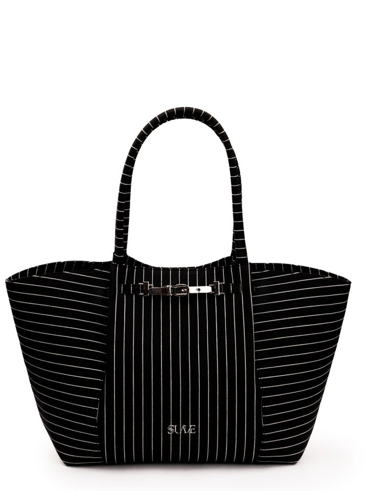 The Harper Denim Tote – Pinstripe Denim Edition
