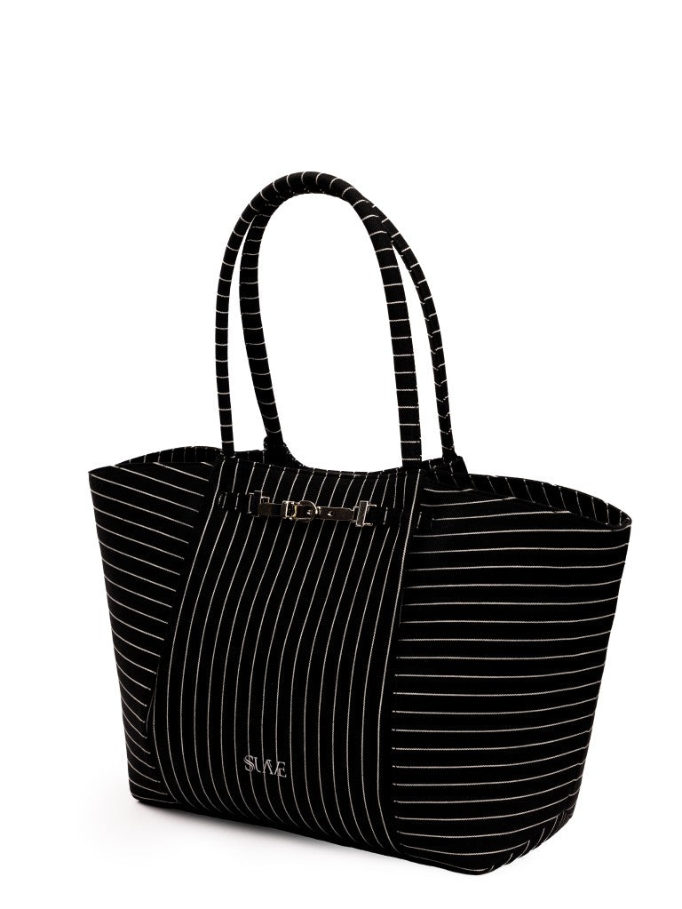 The Harper Denim Tote – Pinstripe Denim Edition