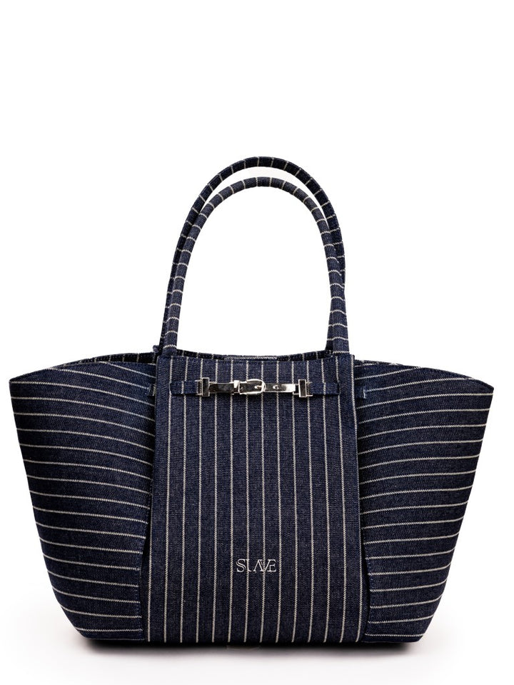 The Harper Denim Tote – Pinstripe Denim Edition