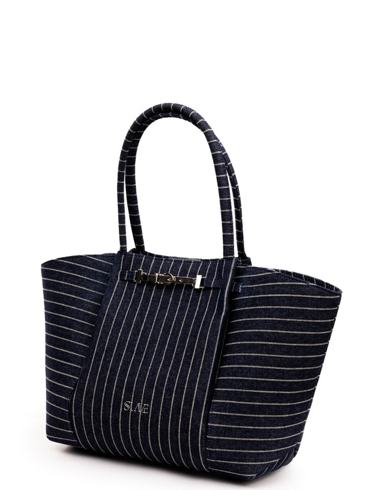 The Harper Denim Tote – Pinstripe Denim Edition