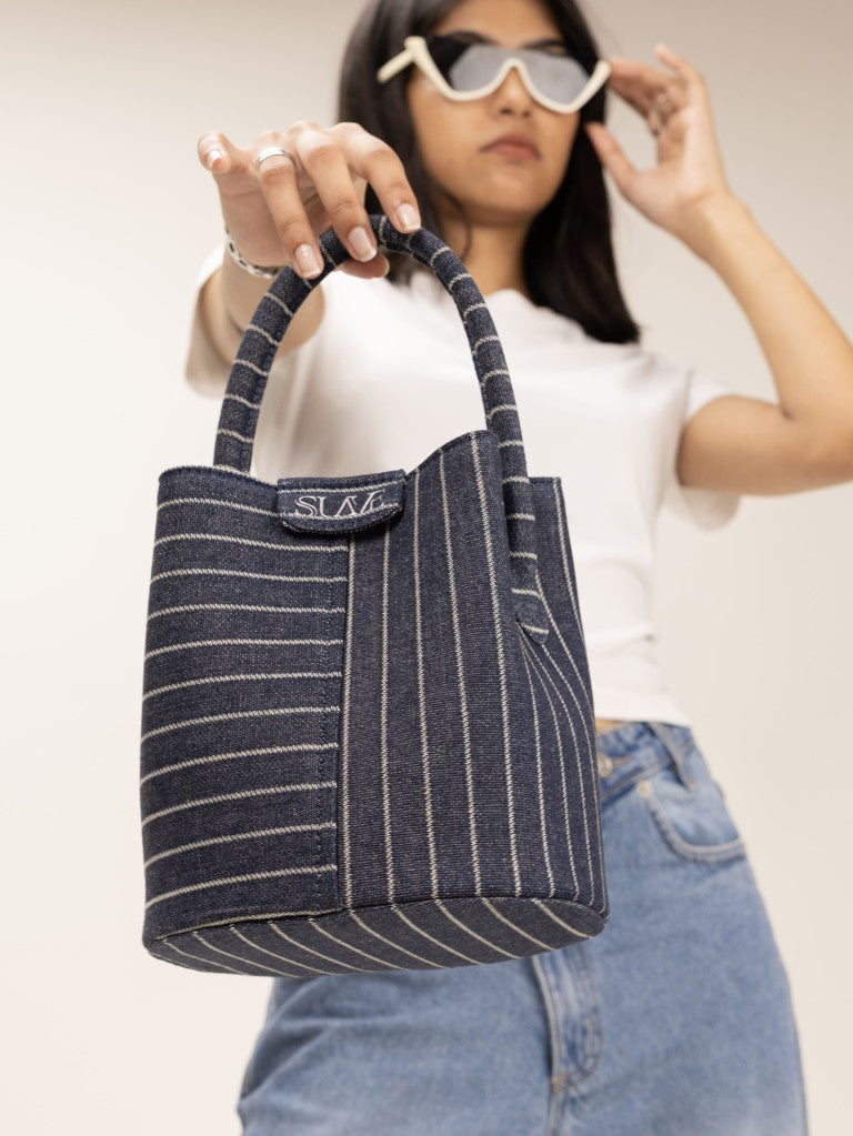 Navy Soho Denim Bucket Bag