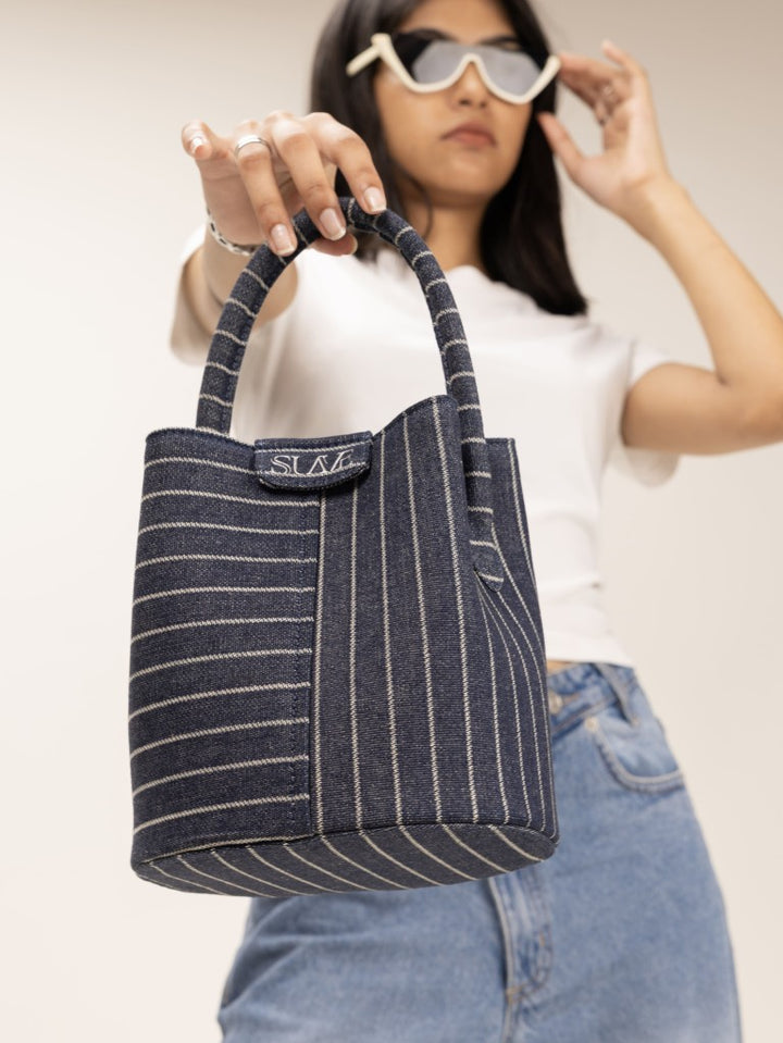 Navy Soho Denim Bucket Bag