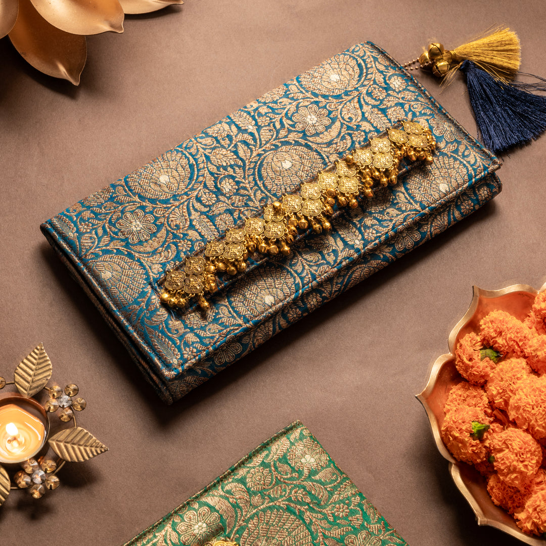Teal Blue Rani - Festive Fold Bag - Suave Bags