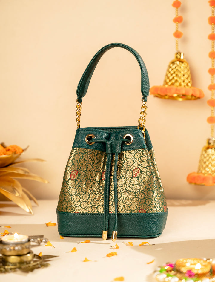 Emerald Green Meher Bucket Bag - Suave Bags