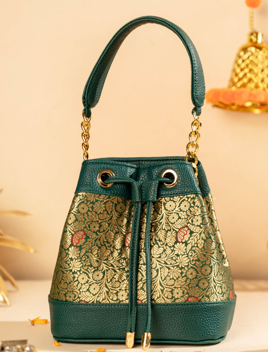 Emerald Green Meher Bucket Bag - Suave Bags