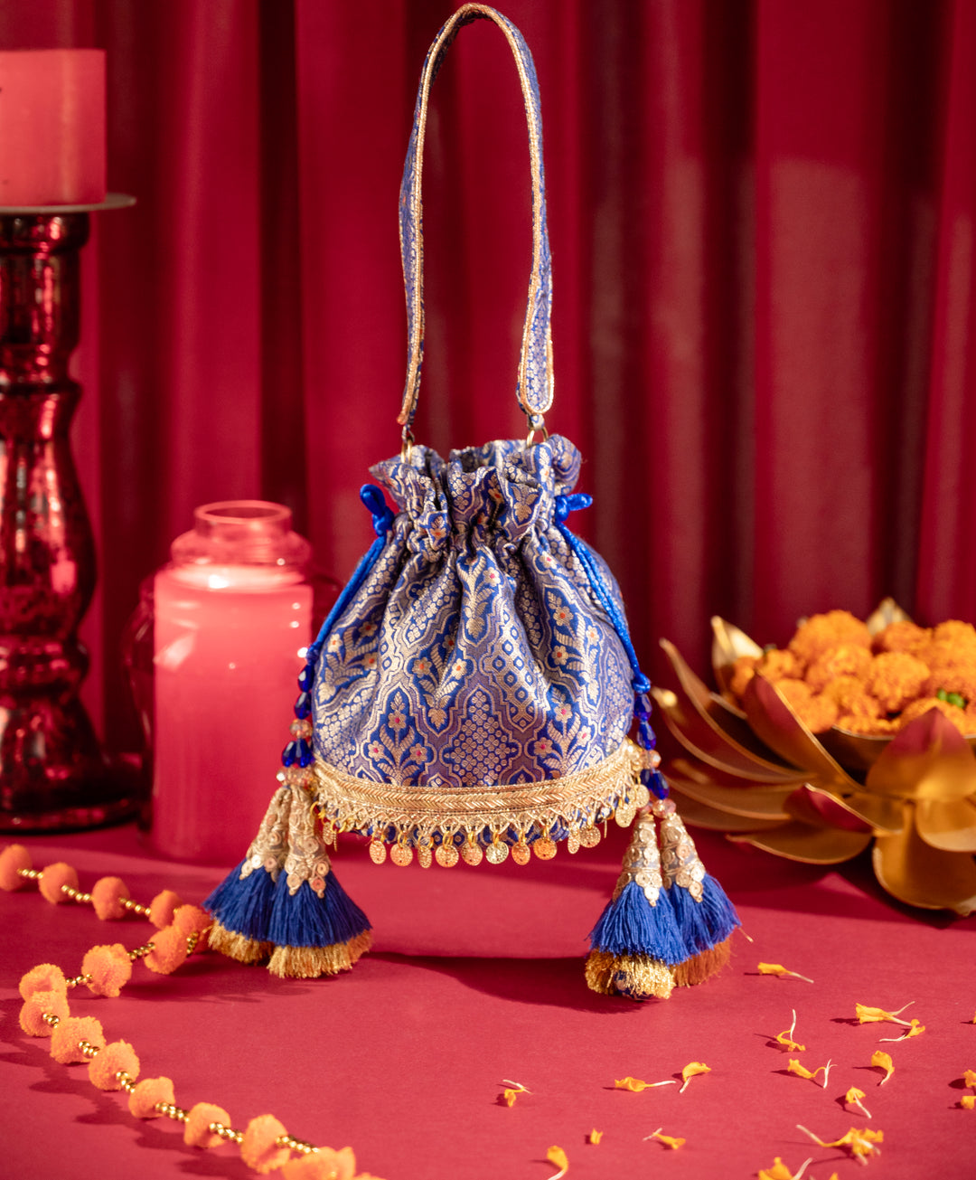 Royal Blue Noor Potli Bag - Suave Bags