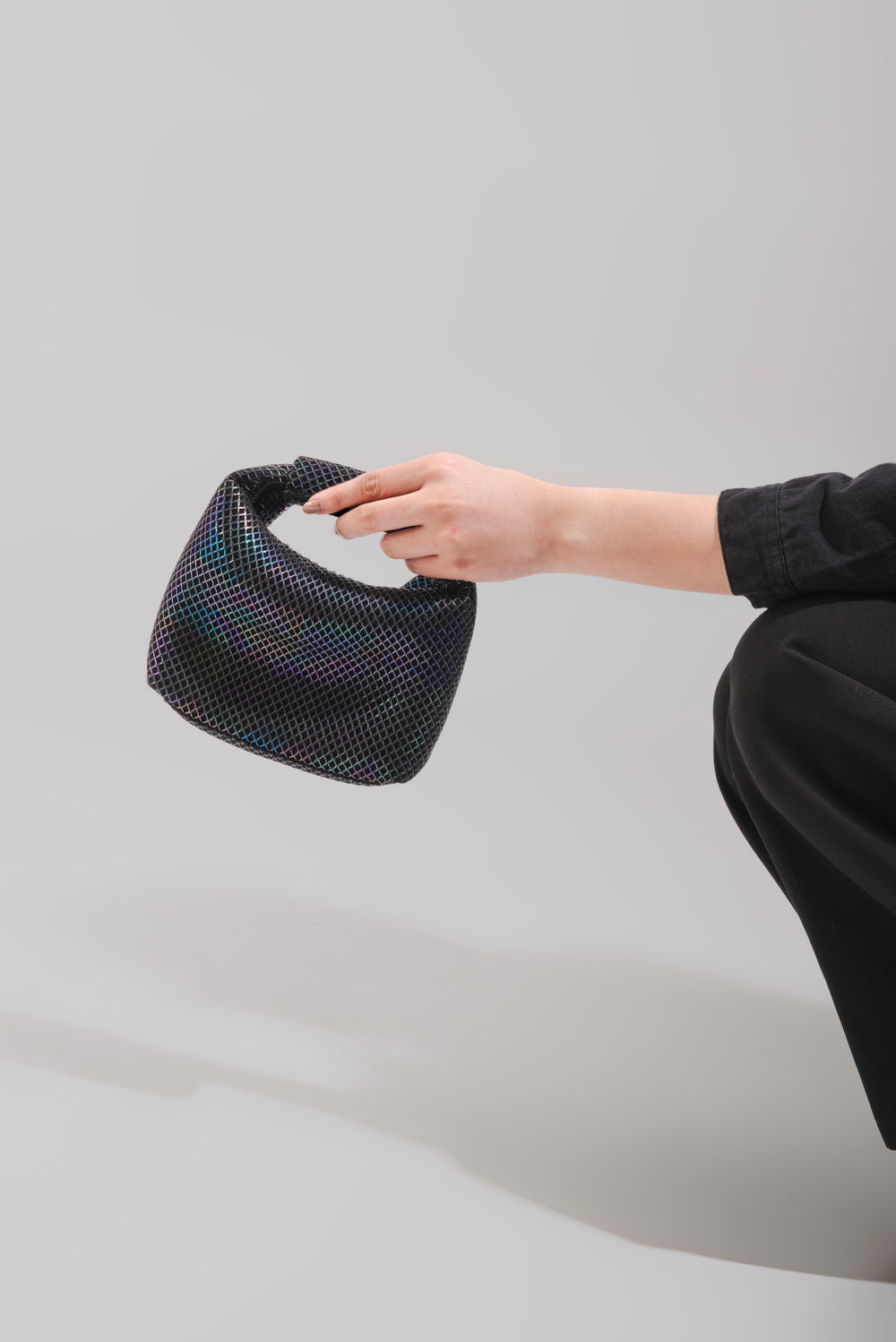 Halo Iridescent Handbag - Suave Bags Black