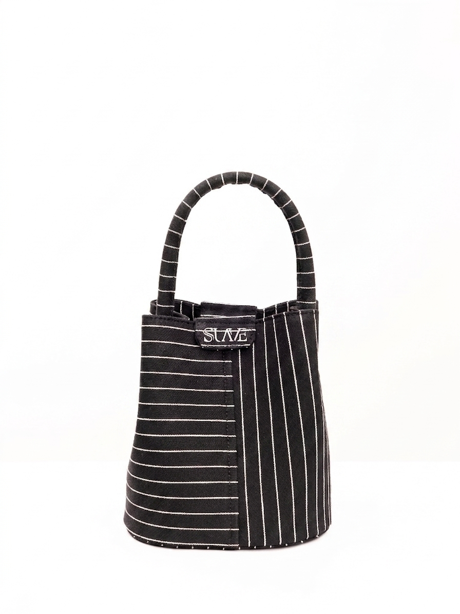 The Soho Denim Bucket Bag – Pinstripe Denim Edition