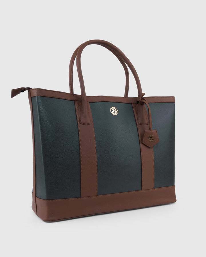 The Cambridge Classic Tote - Olive / tan Combo - Suave Bags Olive / tan Combo
