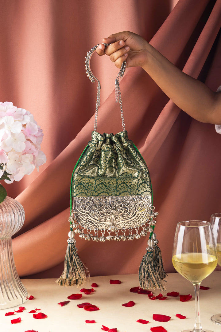 Green Brocade Bliss Bag - Suave Bags