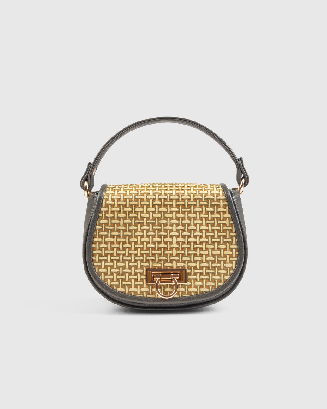 The Solara Satchel – Bamboo Cane & Vegan Leather Handbag (Olive Natural) - Suave Bags Default Title