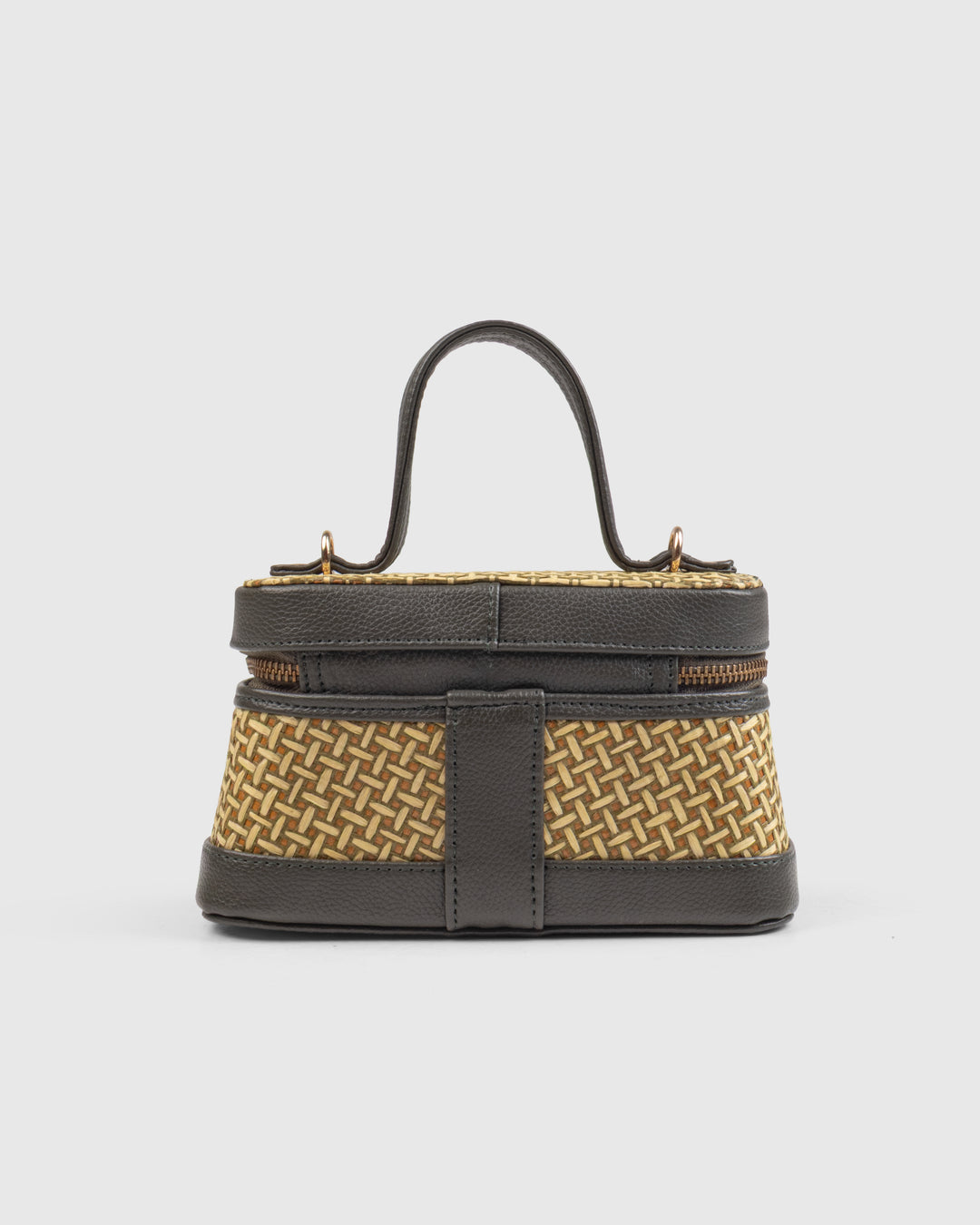 Lunara Weave Crossbody– Bamboo Cane & Vegan Leather Handbag (Olive Natural) - Suave Bags Default Title