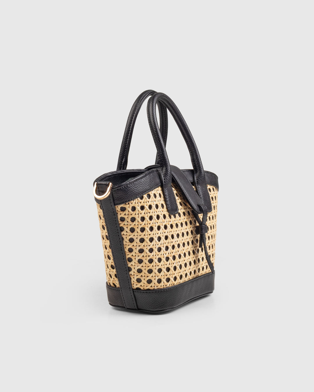 Solana Handbag – Handwoven Bamboo Cane & Vegan Leather Bag (Natural Black) - Suave Bags Default Title