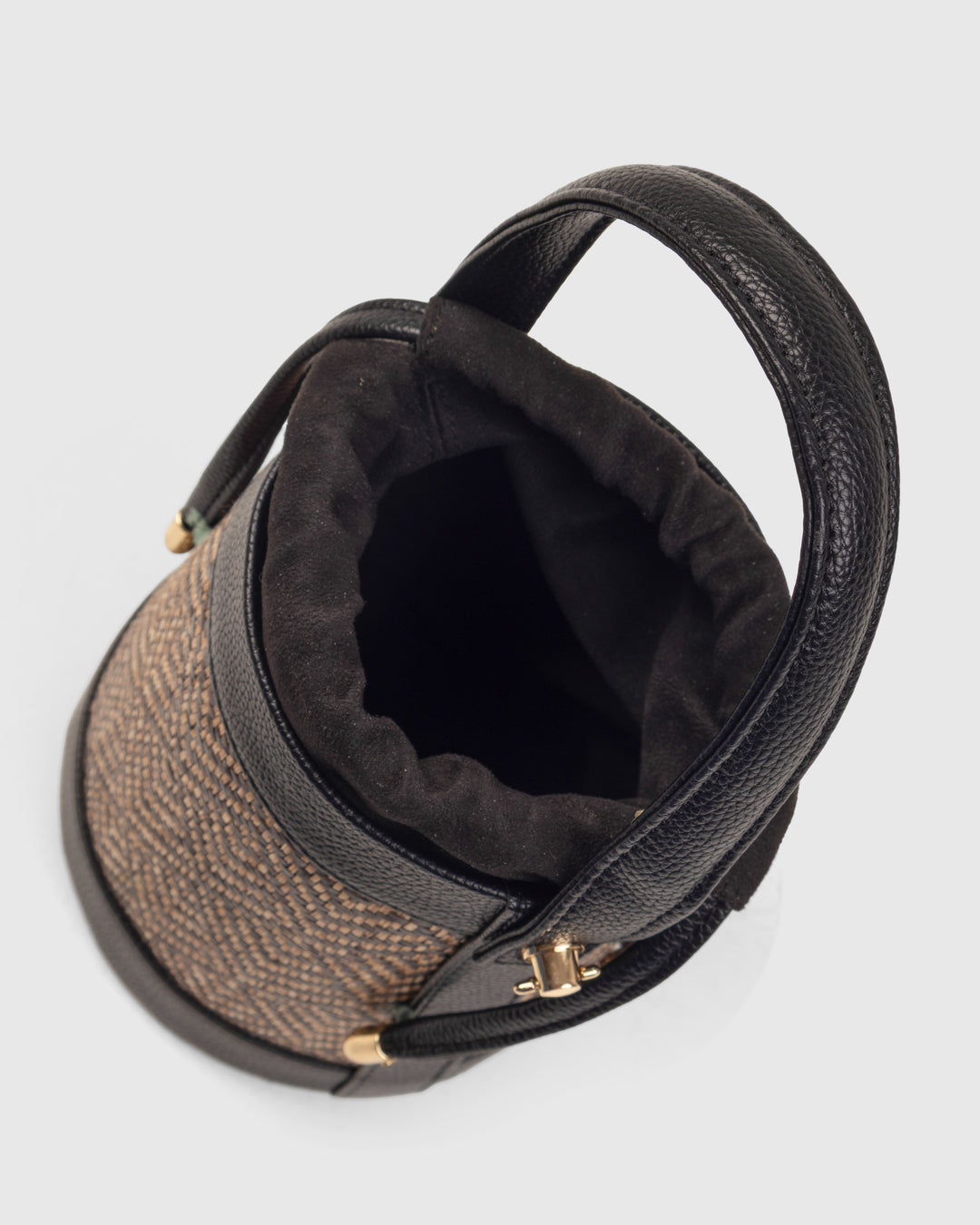 The Amara Bucket – Woven Bamboo Cane & Vegan Leather Handbag (Midnight Black) - Suave Bags Default Title
