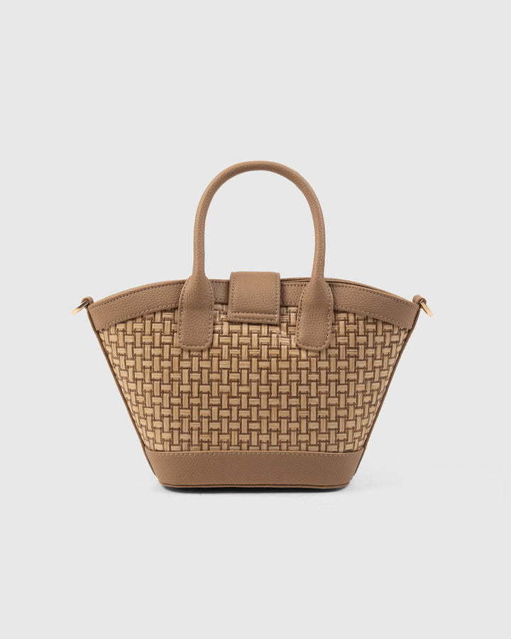 Solana Handbag – Handwoven Bamboo Cane & Vegan Leather Bag (Sand Taupe) - Suave Bags Default Title