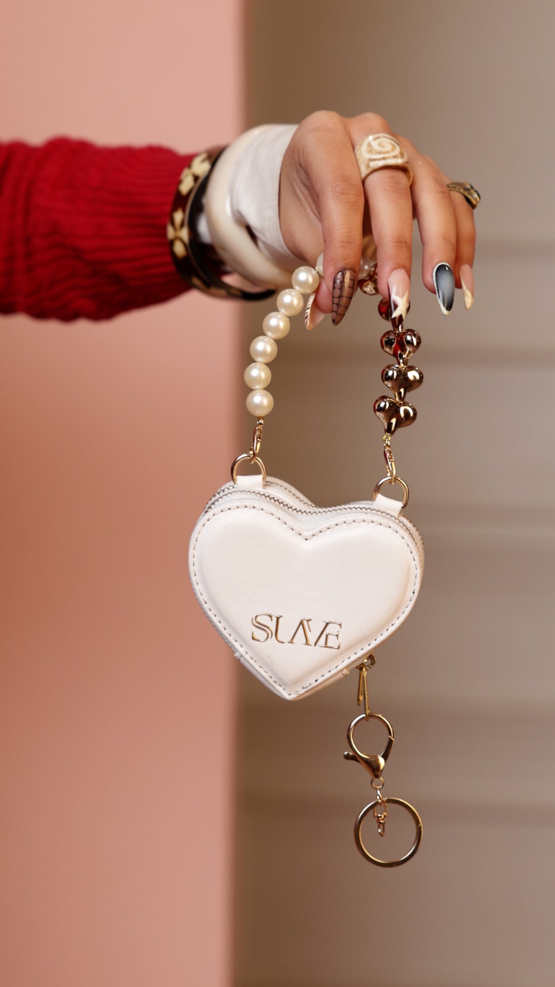 White Love Lock Mini Heart Bag