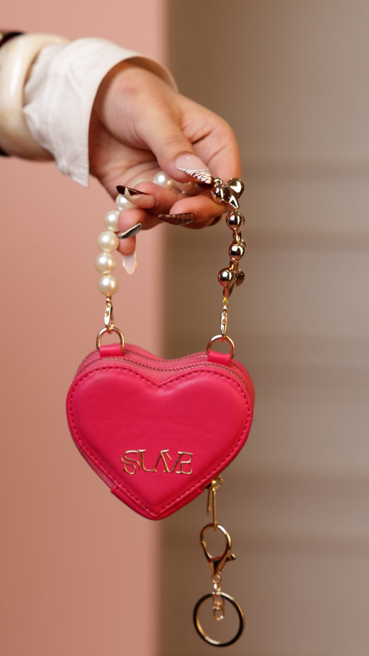 Fuschia Pink Love Lock Mini Heart Bag