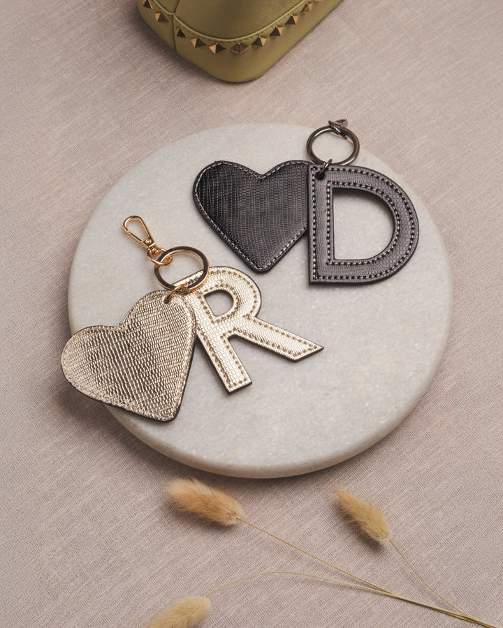 Gold Customized Initial Charms - Suave Bags Gold / Heart / A