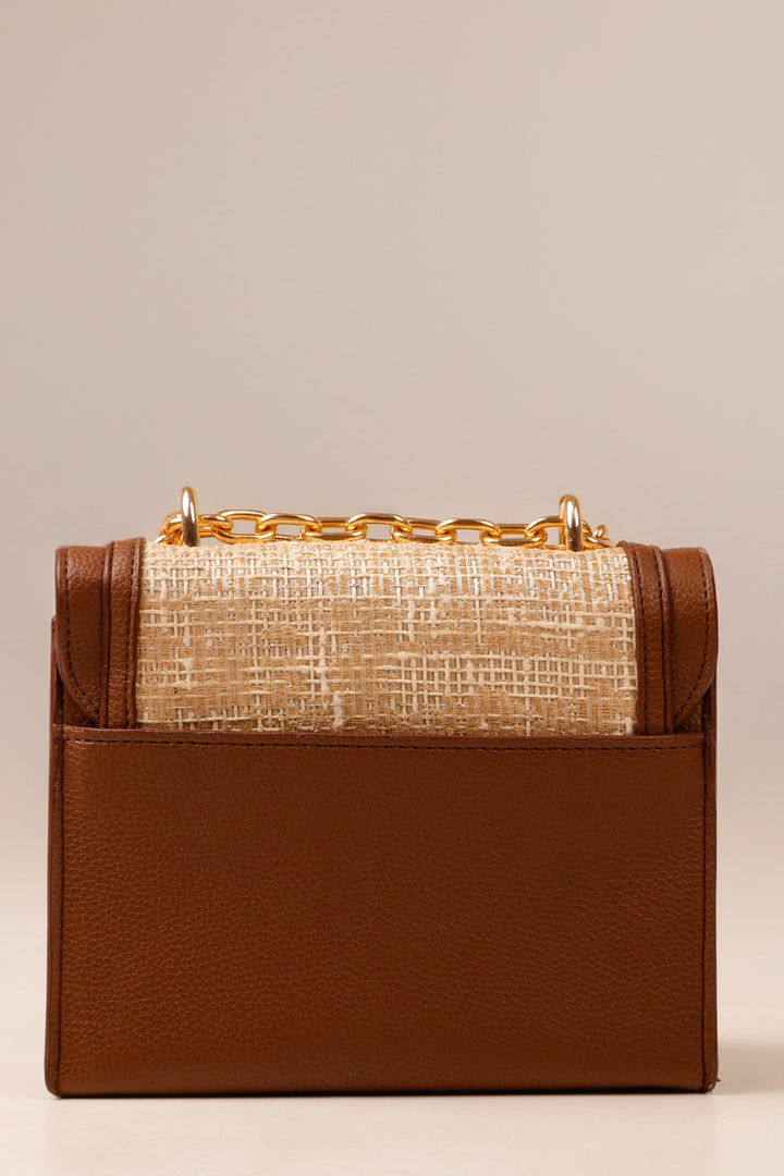 Tweed Lux Flap Bag - Suave Bags Mocha Brown