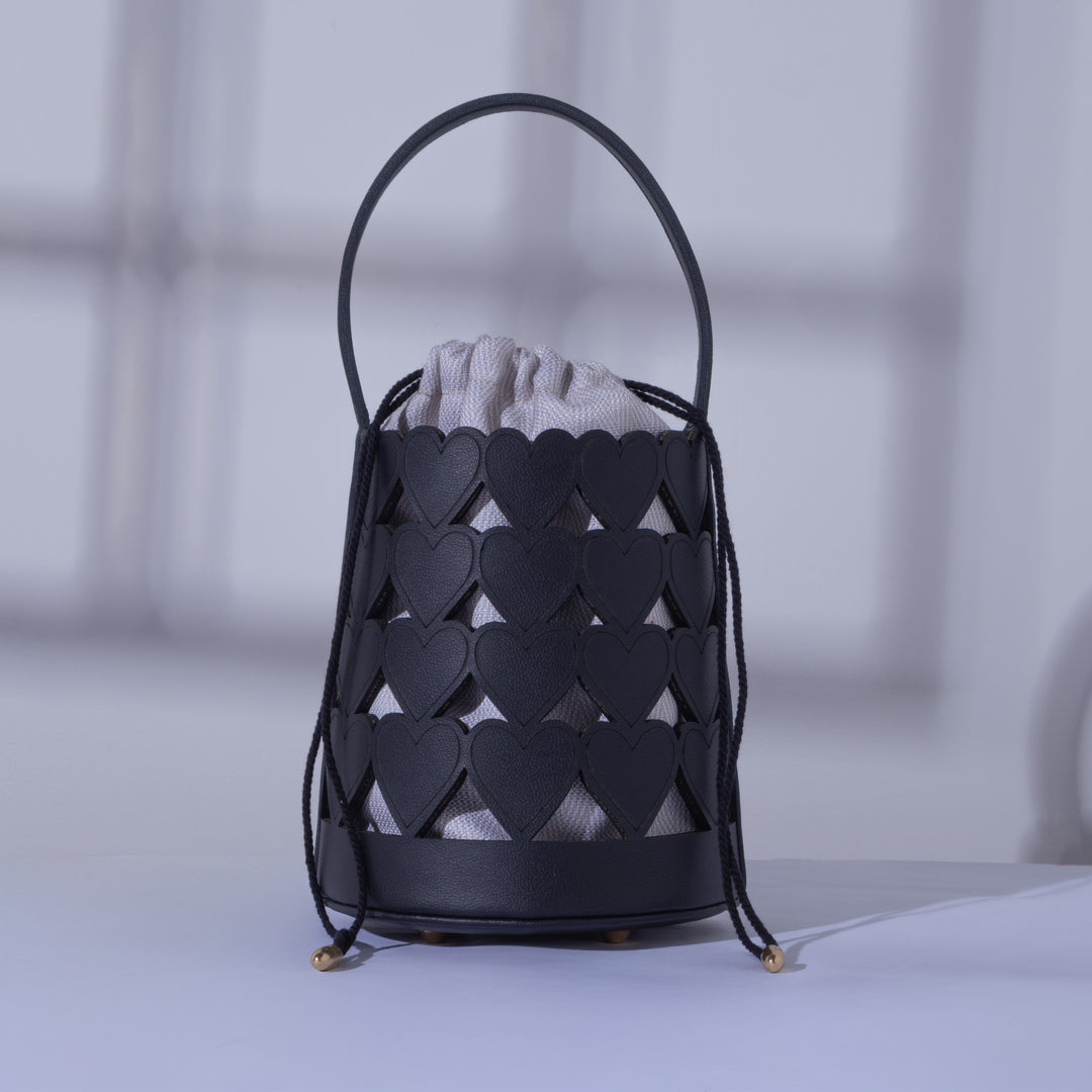 Black Love Lattice Bucket Bag - Suave Bags Black