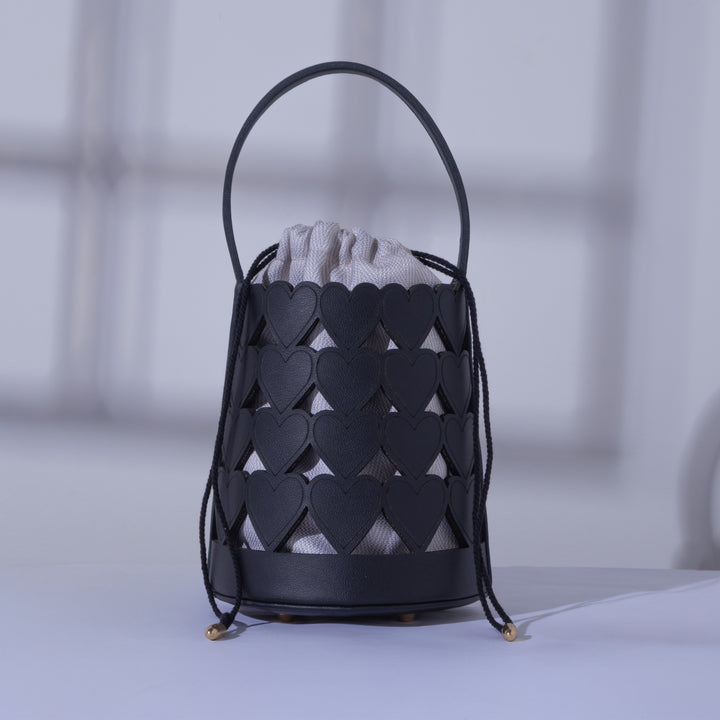 Black Love Lattice Bucket Bag - Suave Bags Black